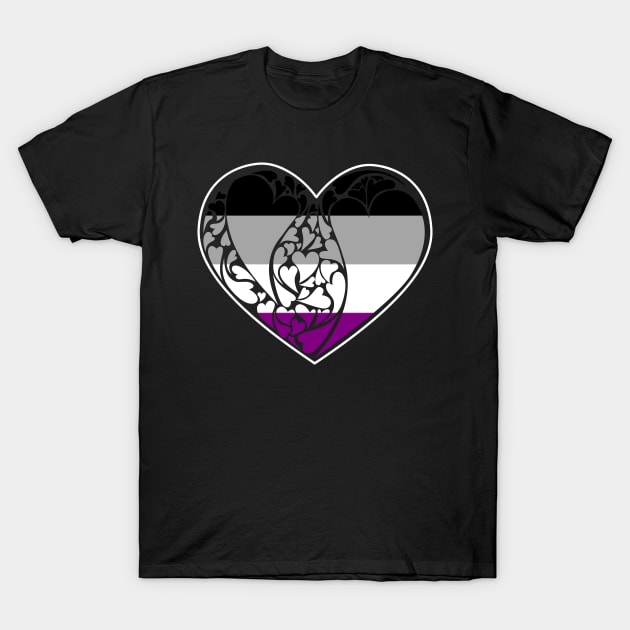 Asexual Flag LGBT+ Heart T-Shirt by aaallsmiles